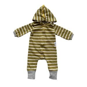 Purl Lamb Olive Stripe Hooded Romper Size 12-18m